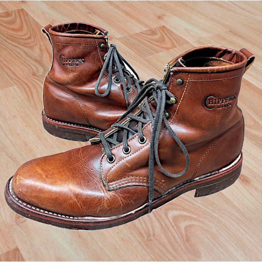 Chippewa Mens Size 10D Leather Service Utility USA Hand Made Boots 1901J33